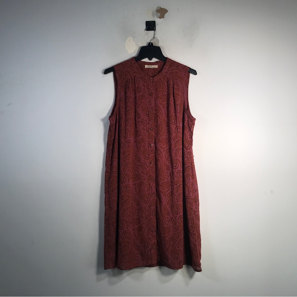 Les Serein Sleeveless Button Down Dress, Size Approx. M/L - Maroon